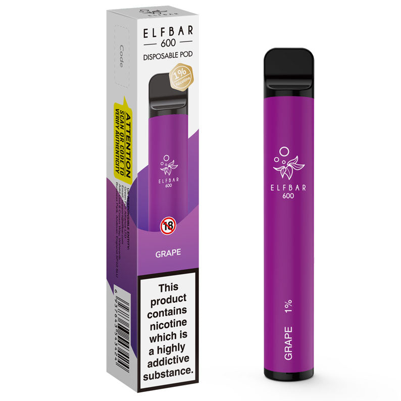 Elf Bar 600 Disposable Device 10mg (1%) - Grape