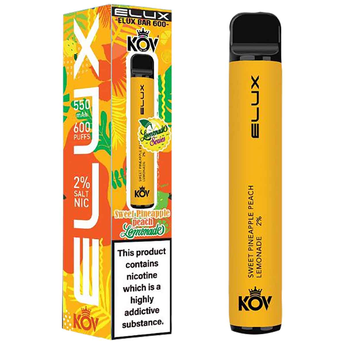 Elux Bar 600 Lemonade Range Disposable Vape Device - Sweet Pineapple Peach Lemonade