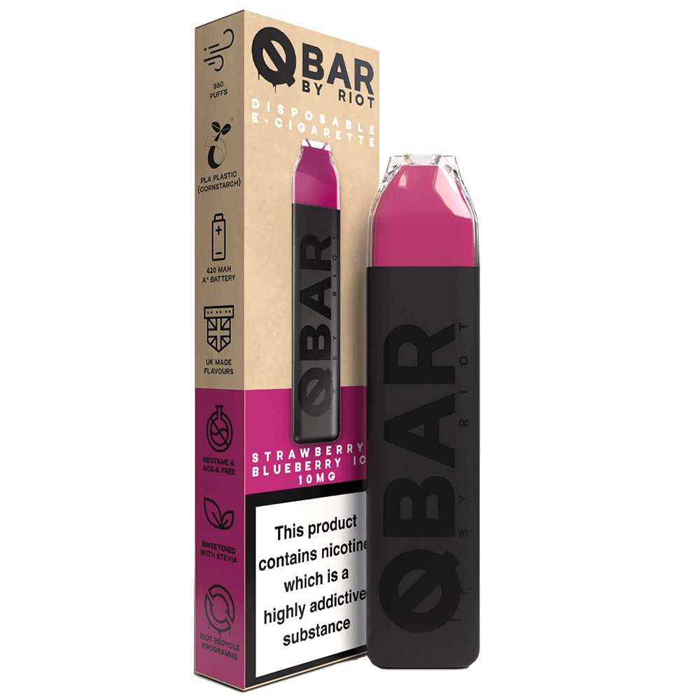 Riot Squad Q Bar Disposable Vape Device - Strawberry & Blueberry Ice - 10mg